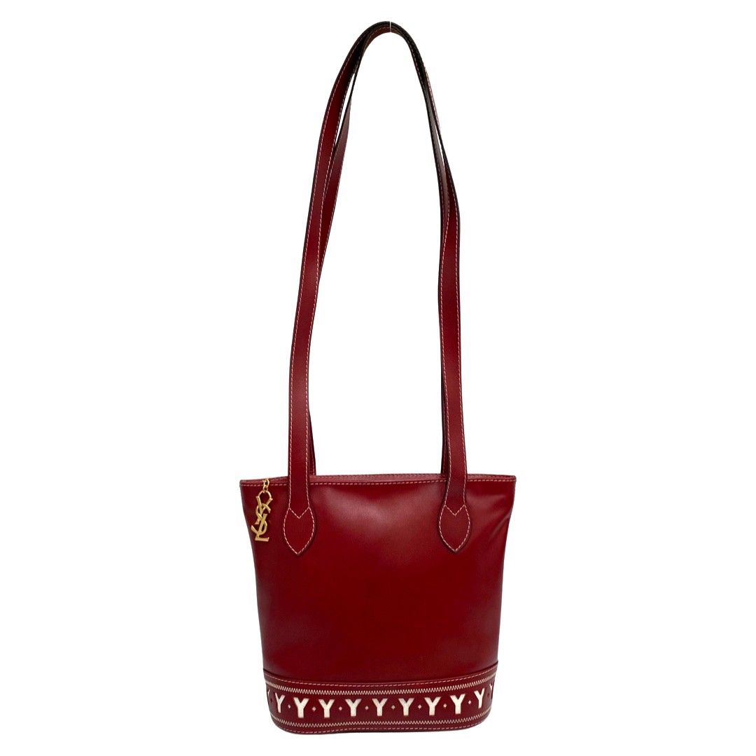美品】Yves Saint Laurent ナイロン トートバッグ レッド 楽天市場 