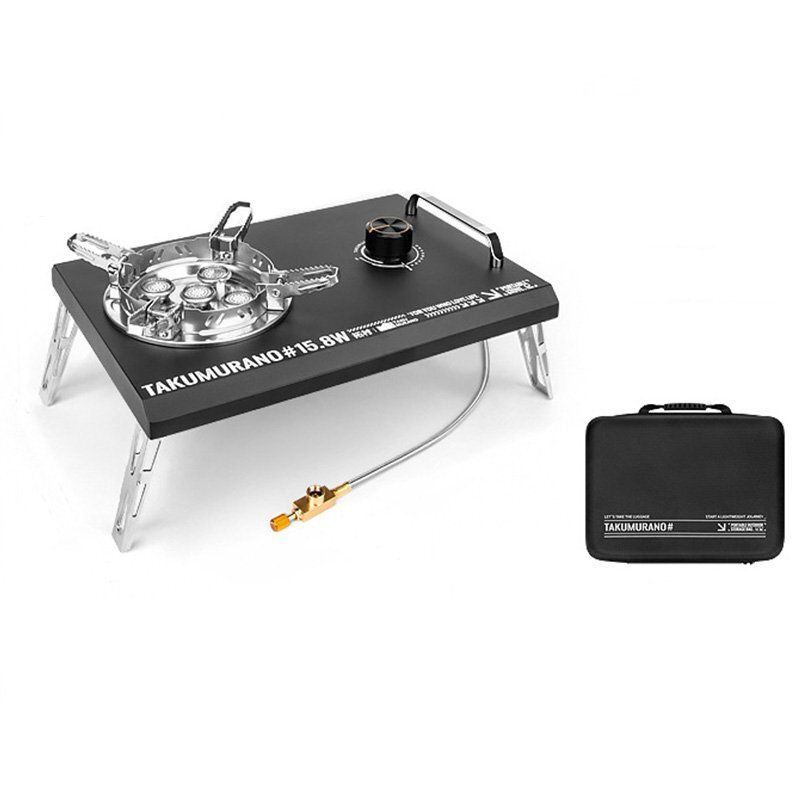 テーブル用 シングルバーナー 折りたたみ式 ハイパワー15800W ガスストーブ IGT卓上コンロ ソロキャンプ アウトド コンパクト 軽量 黒
