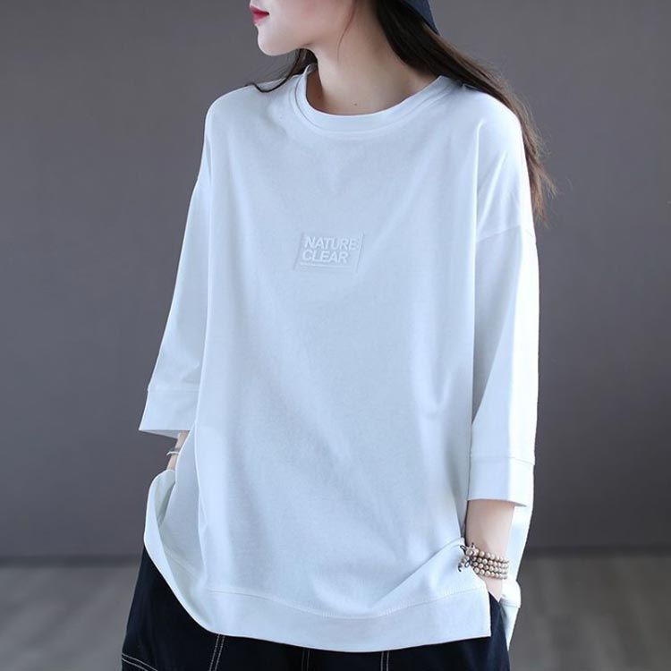 ルーズ 半袖 Tシャツ 7色 ワンポイントロゴ 五分袖 韓国 nr9258 ワンポイントハート刺繍半袖Tシャツ（55-31TK08-205