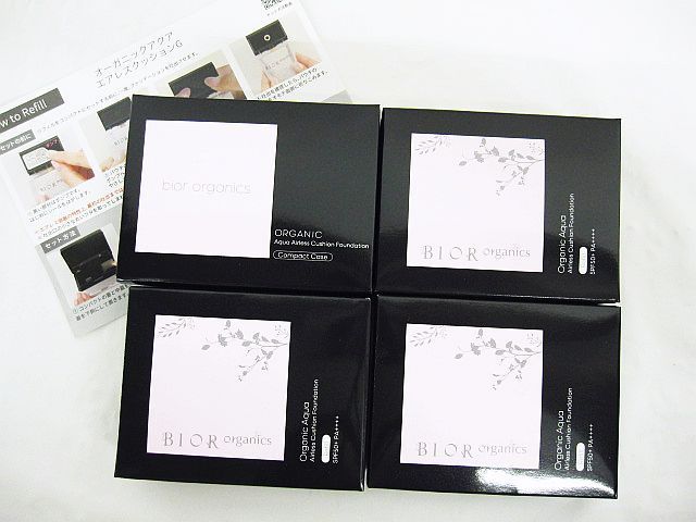 未使用 BIOR organics リフィル 3点セット ケース付 オーガニックアクア エアレスクッション 美容液ファンデーション モイストグロウ ナチュラル色 SPF50+ PA++++ 15g ビオール LF0051-1227-8