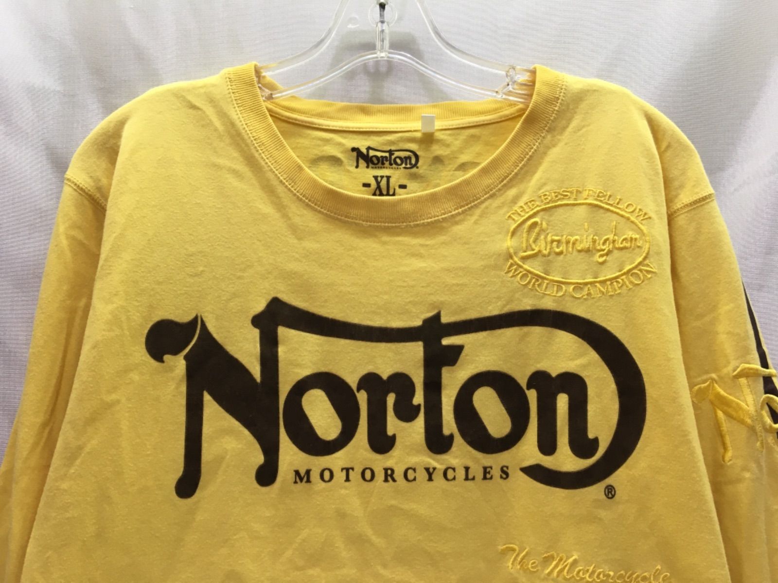 NORTON ノートン 刺繍 長袖Tシャツ イエロー/XL