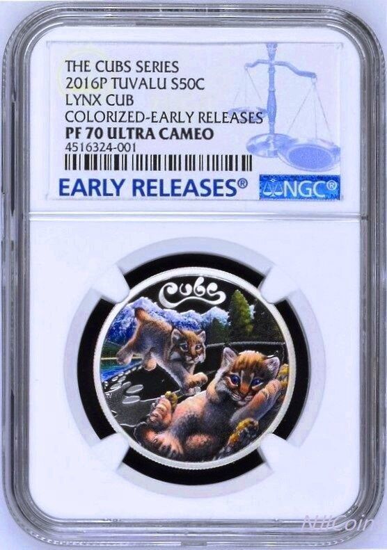 2016 P Tuvalu PROOF Silver The Cubs Lynx NGC PF70 1|2 oz Coin w| OGP