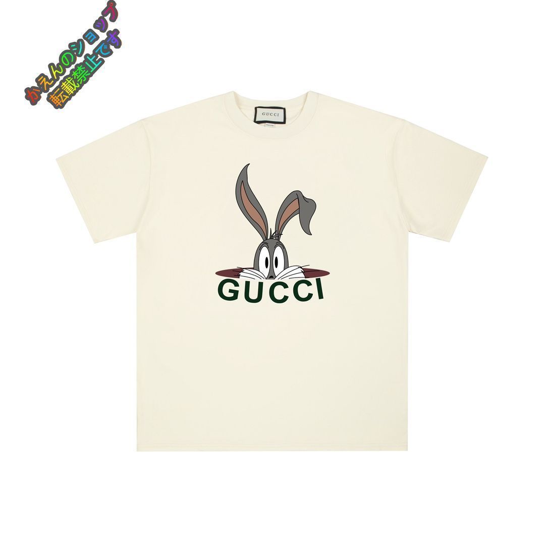 GUCCIグッチロング耳ウサギラウンドネックプリント半袖Tシャツ m8763 - メルカリ