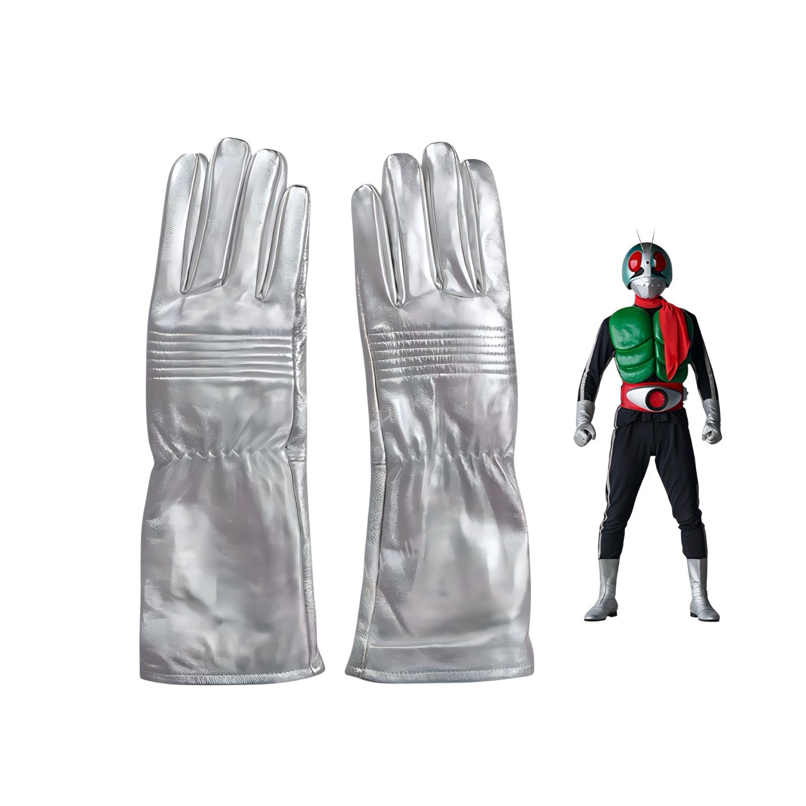 仮面ライダー新1号2号 グローブ コスチューム 羊本革 本格モデル シルバー