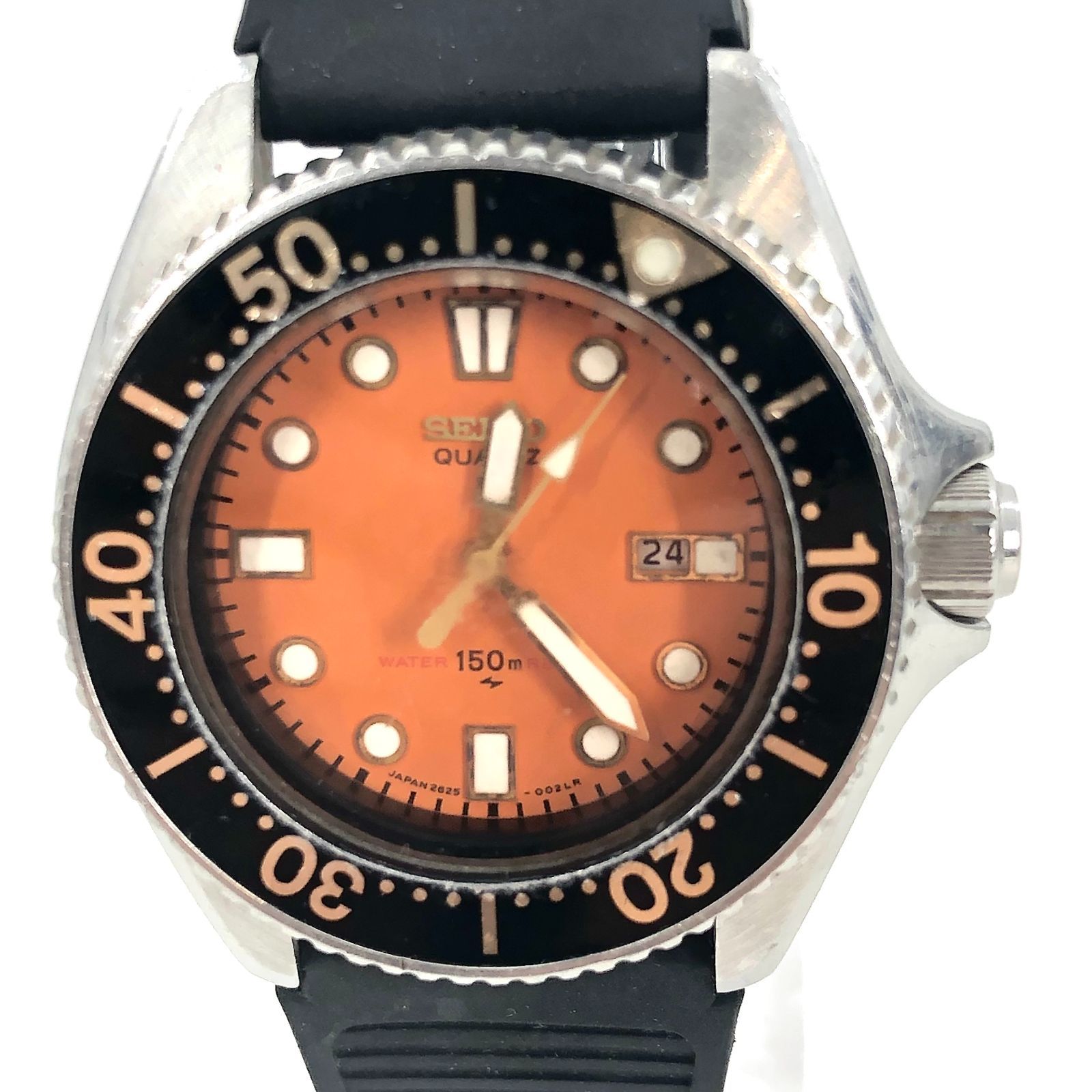 SEIKO セイコー ダイバー 2625-0010 QZ/SS デイト オレンジ文字
