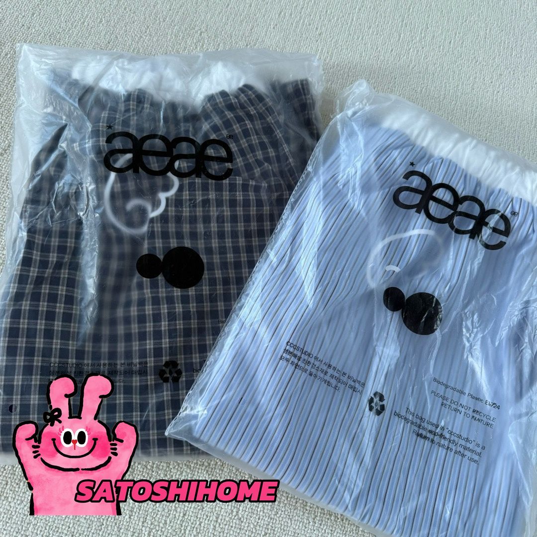 【新品未使用】aeae ギンガムチェック ラウンジ パジャマ パンツ ネイビー 韓国 AEAE 25SS Pajama Lounge Pants エーイーエーイー Y2K
