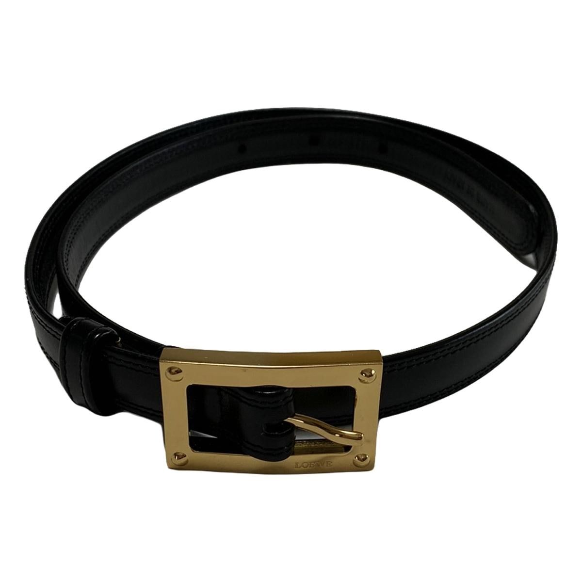 LOEWE ロエベ ベルト - ブラック レザー ユニセックス シルバー金具 美品 