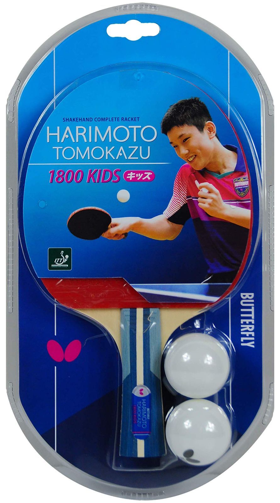 新品 バタフライ(Butterfly) 子供用 卓球 ラケット 張本智和1800 キッズ シェークハンド 5枚合板 【ラバー張り上げ済】 16960
