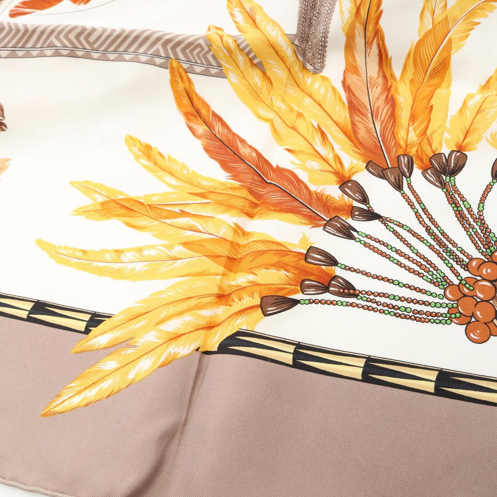 エルメス HERMES スカーフ カレ90 BRAZIL ブラジル ベージュ シルク