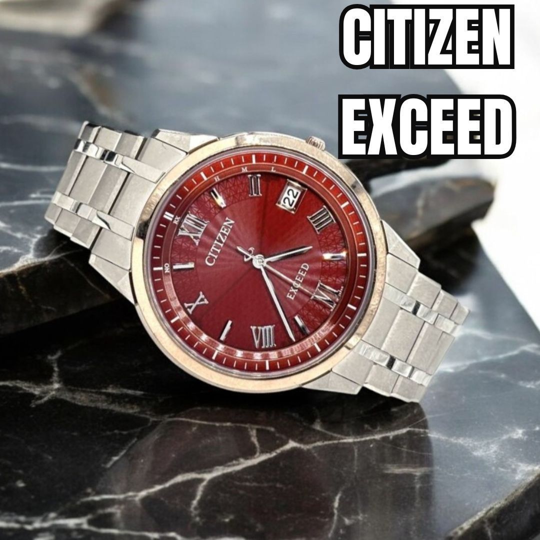 成熟を纏う情熱 CITIZEN シチズン エクシード エコドライブ 700本 チタン 赤文字盤 電波ソーラー メンズ シルバー