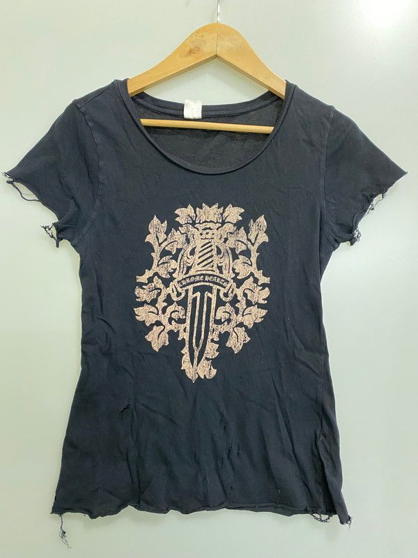 レディース CHROME HEARTS クロムハーツ 初期白タグ FLORAL DAGGER DAMAGE S S TEE フローラル ダガー ダメージ Tシャツ 半袖トップス 168-241111-me-20-MIN