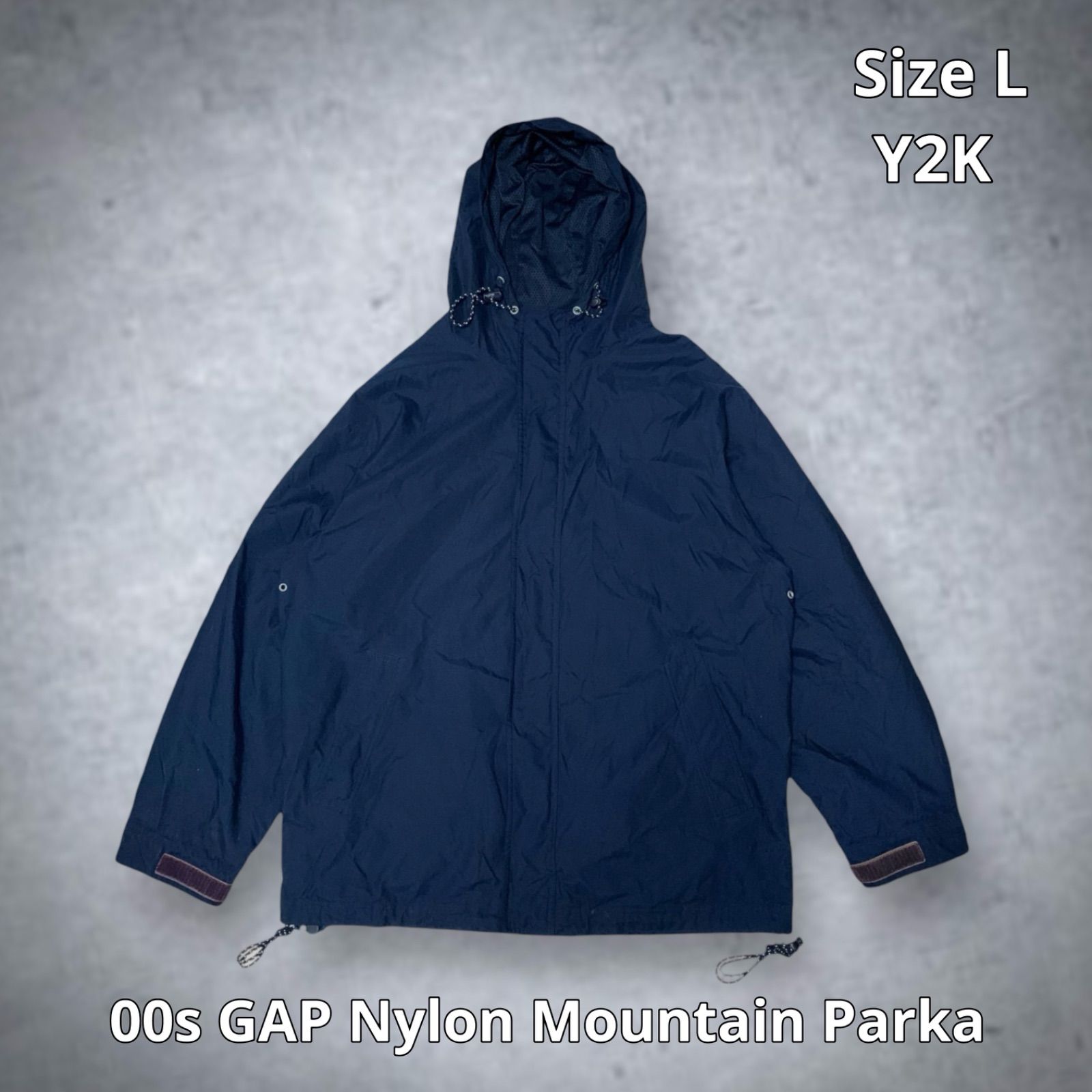 00s GAP Nylon Mountain Parka ギャップ ナイロンマウンテンパーカー ネイビー Lサイズ マルチポケット ベンチレーション ドローコード Y2K テックウェア ストリート アウトドア OLD GAP オールドギャップ