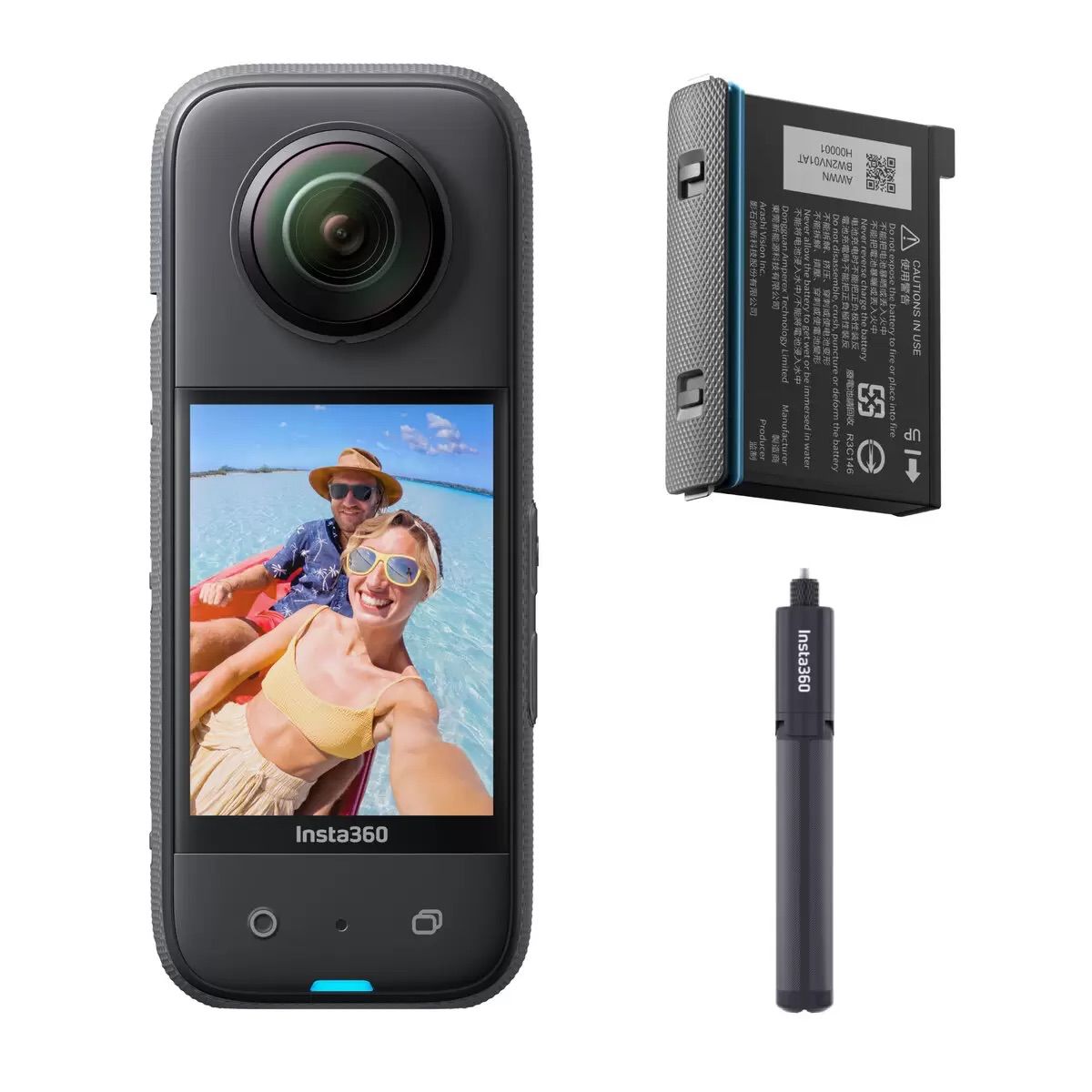 INSTA360 X3 アクション カメラ 見えない自撮り棒 三脚 & 予備 