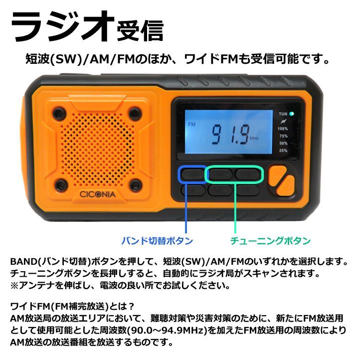 新品 未使用 ソーラー ダイナモラジオ CMT-376WB 多機能 防災 ラジオ