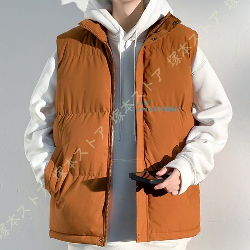 メンズ カップル 冬 ベスト 防寒 チョッキ アウター 保温性 中綿 ノースリーブ 暖か 保温 ゆったり ダウンコート スリム カジュアルベスト 袖なし 無地 pai5a954863