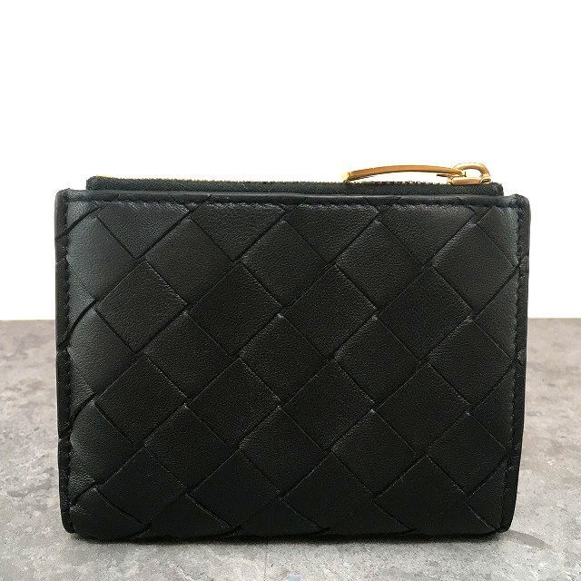  263 み BOTTEGA VENETA コンパクトウォレット マキシイントレ ブラック 折り財布 小物