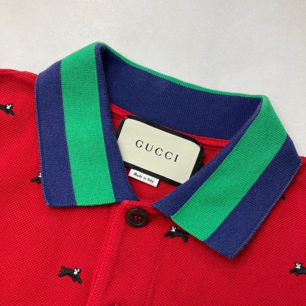 GUCCI グッチ 475113 X5T69 半袖ポロシャツ レッド系 M