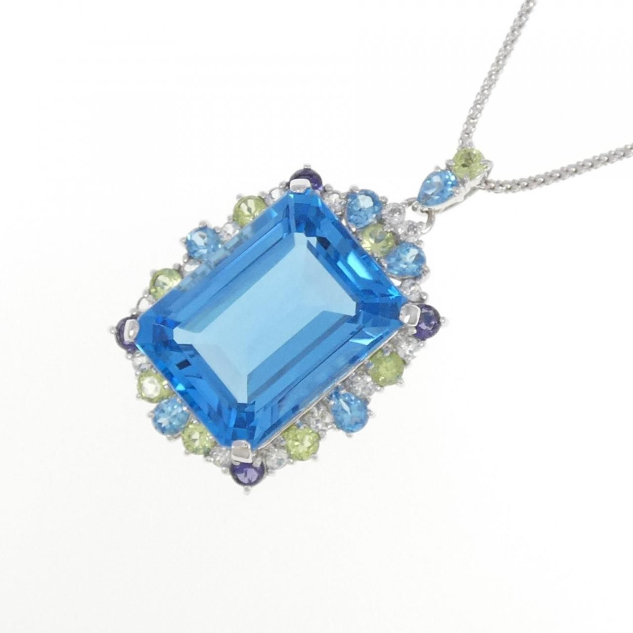 ✨*️様 新品❣️K14WG ブルートパーズ＆ダイヤモンド0.28ct ペンダン ✨*️様 新品❣️K14WG ブルートパーズ＆ダイヤモンド0.28ct