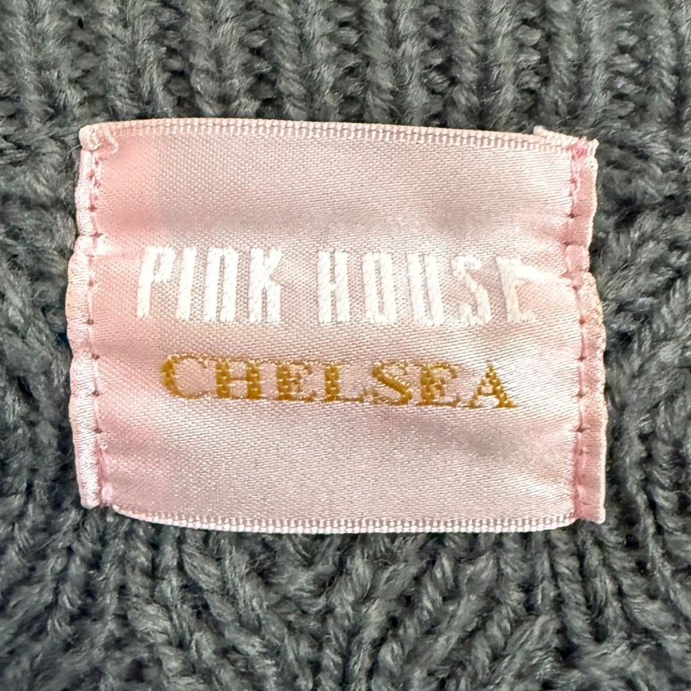  PINK HOUSE CHELSEA ピンクハウスチェルシー リボン装飾 ケーブルニット カーディガン グレー系 レディース 古着 長袖 カーディガン ボレロ アンサンブル