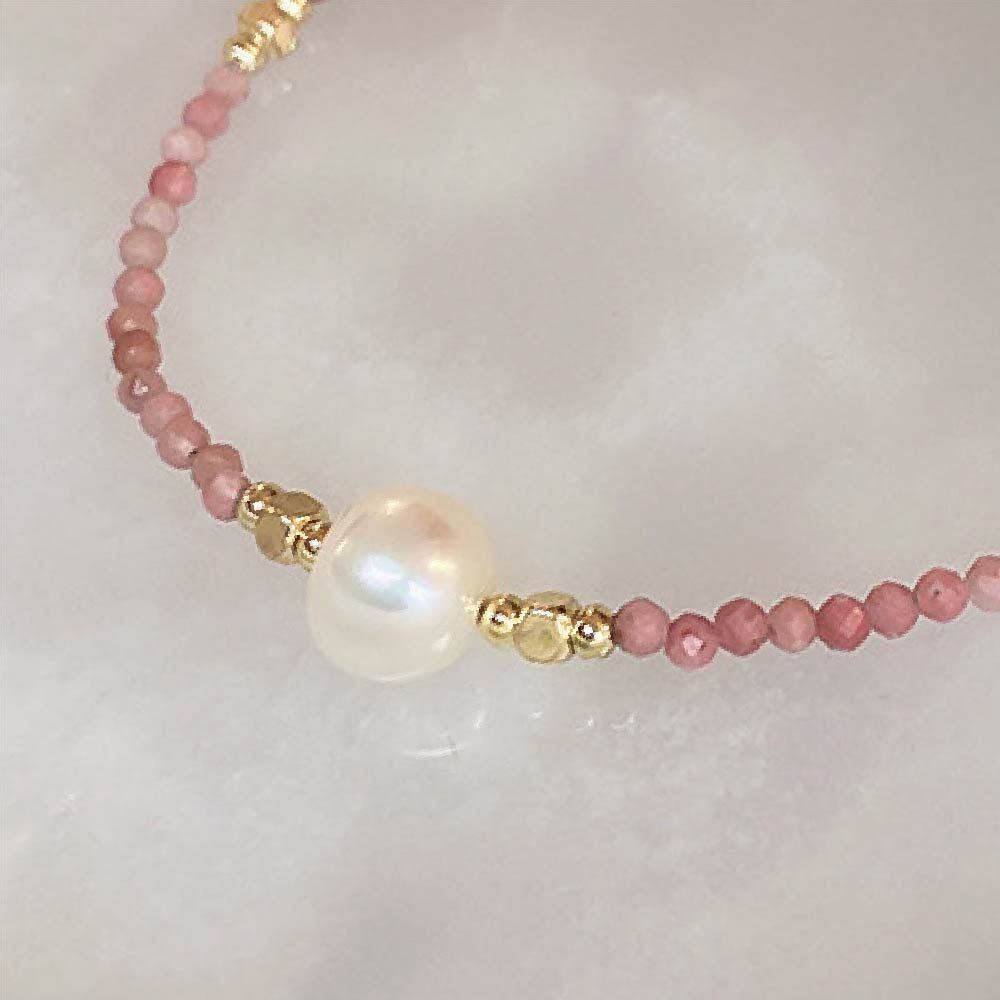 ルビー】天然石ブレスレット 3mm 繊細カット 女性らしいデザイン