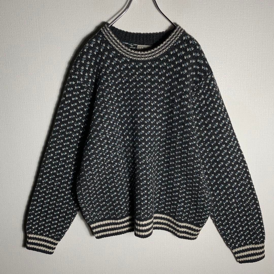 【新品未使用タグ付き】LLBean バーズアイニット 総柄 2XL グレー 新品未使用タグ付き】LLBean バーズアイニット 総柄 2XL グレー