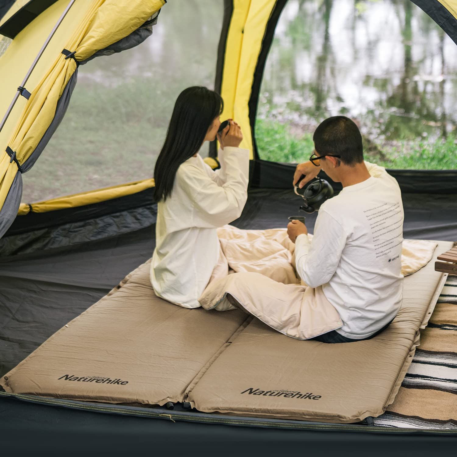 【3個】Naturehike エアーマット 自動膨張 厚手5cm（グリーン） Naturehike D03キャンプマット エアーマット 自動膨張 キャンプ