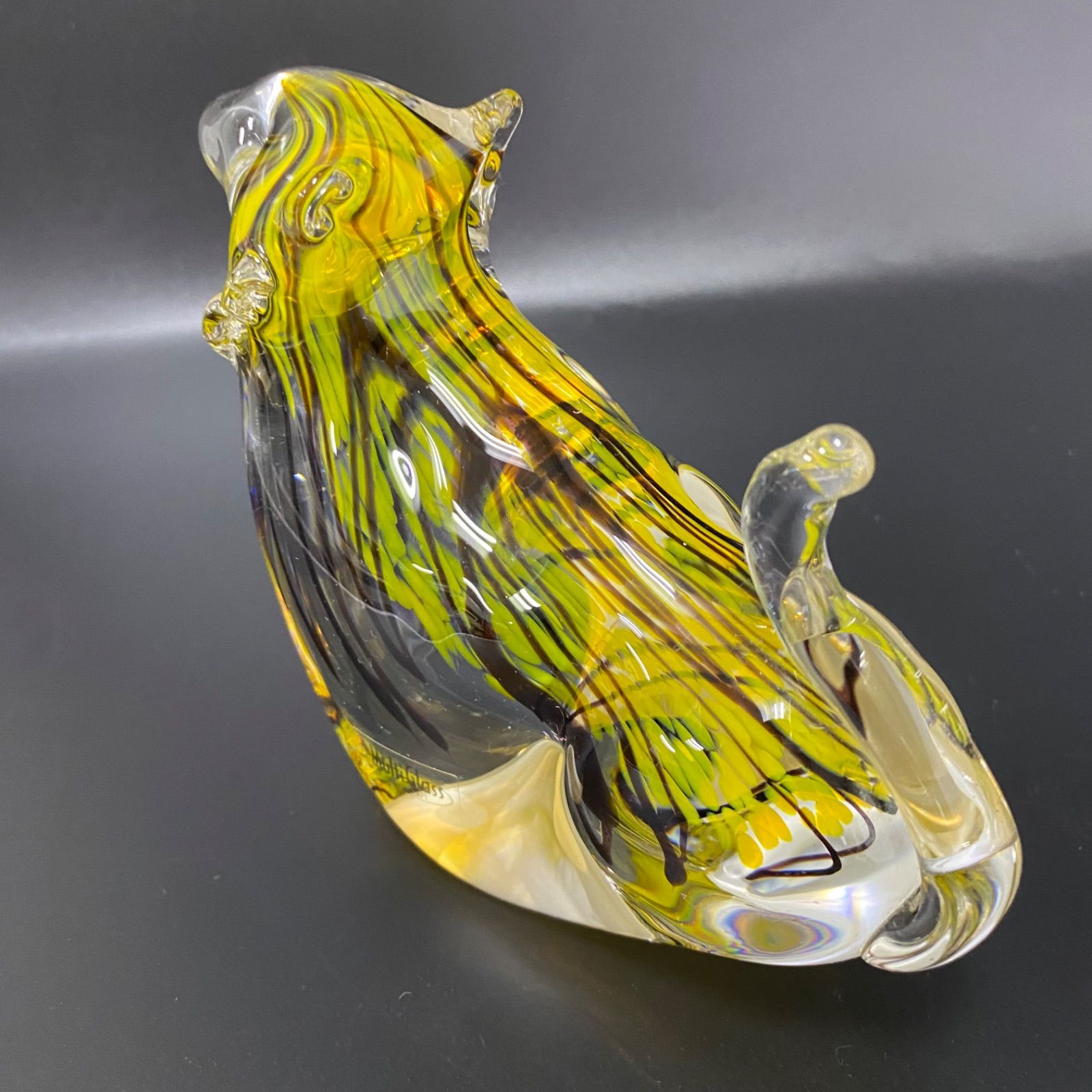 マルティグラス 虎？ 希少・美品】Multi Glass マルティグラス 虎 トラ ガラス工芸品