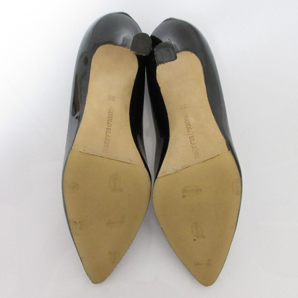 マノロブラニク パンプス ポインテッドトゥ レザー ブラウン サイズ36 良品 MANOLO BLAHNIK マノロブラニク パテントレザー ポイン