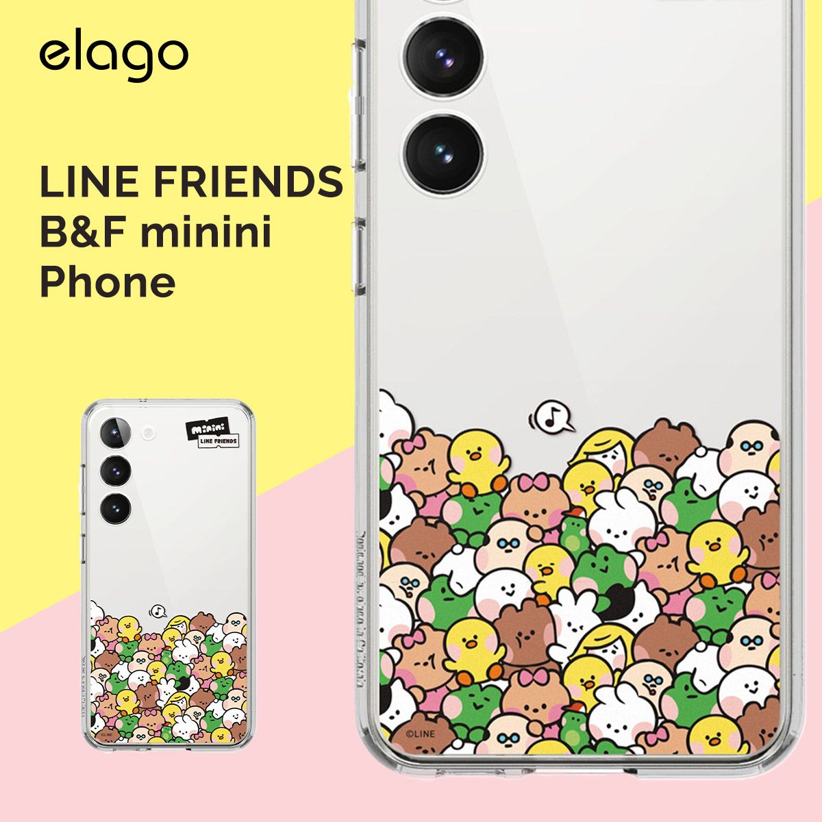 Galaxy S23 5G ケース ラインフレンズ 公式 耐衝撃 カバー Samsung GalaxyS23 SC-51D / SCG19 ギャラクシーS23 対応 elago LINE FRIENDS Bu0026F minini
