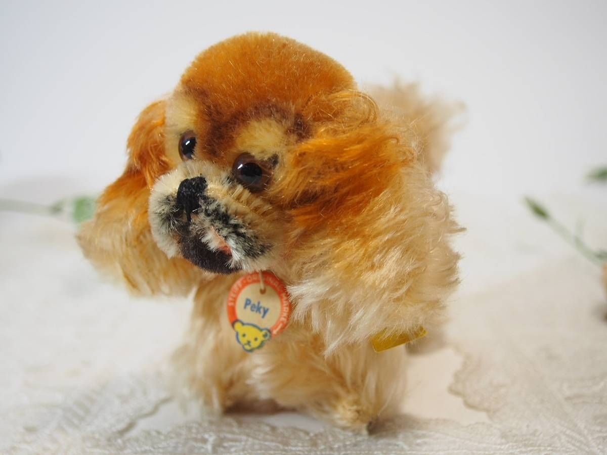 シュタイフ★Pekinese Peky 14cm オールID's完品★ペキニーズ 送料無料☆シュタイフ☆Pekinese Peky ID's完品☆ペキニーズ