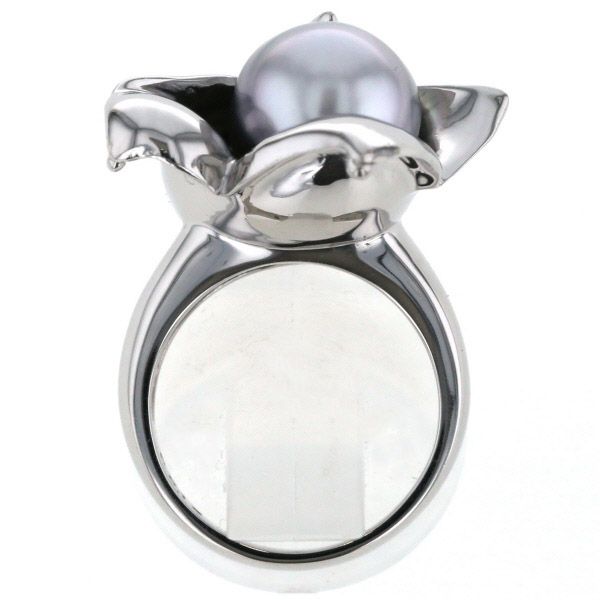 Pt900 黒蝶真珠 リング ダイヤ付き 径約11.0mm D0.28ct Pt900 黒蝶真珠 リング ダイヤ付き 径約11.0mm D0.28ct