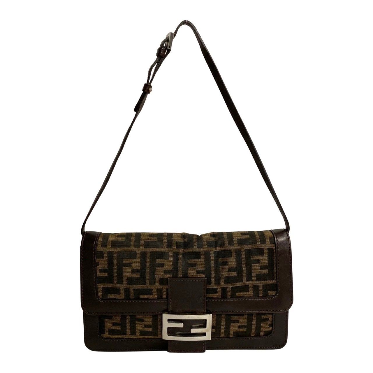 フェンディ マンマバケット ズッカ柄 FF金具 キャンバス レザー 極 美