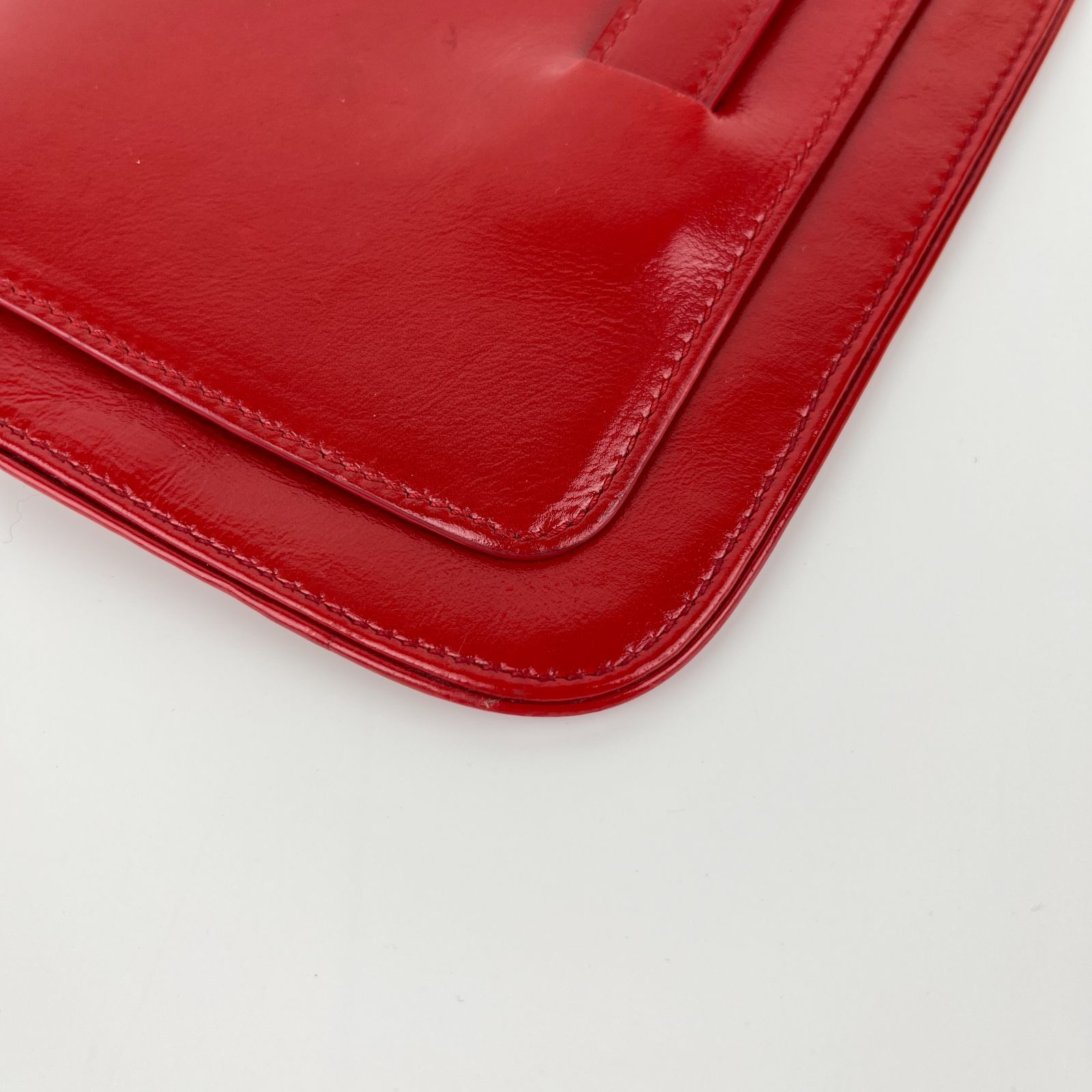 中古】LOEWE ロエベ クラッチバッグ レザー レッド ヴィンテージ