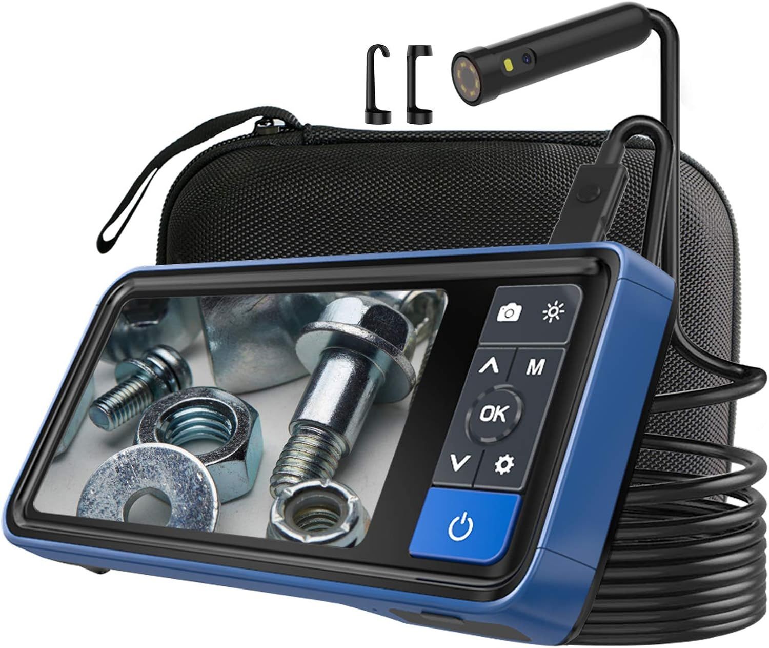 GEECR デジタル内視鏡 デュアルファイバスコープカメラ ボアスコープ カメラ直径8mm 長５m 内蔵32GB TFメモリーカード IPS液晶ディスプレイ スネーク デュアルカメラ 工業内視鏡 収納バッグ付 8mm-5m メーカー直送