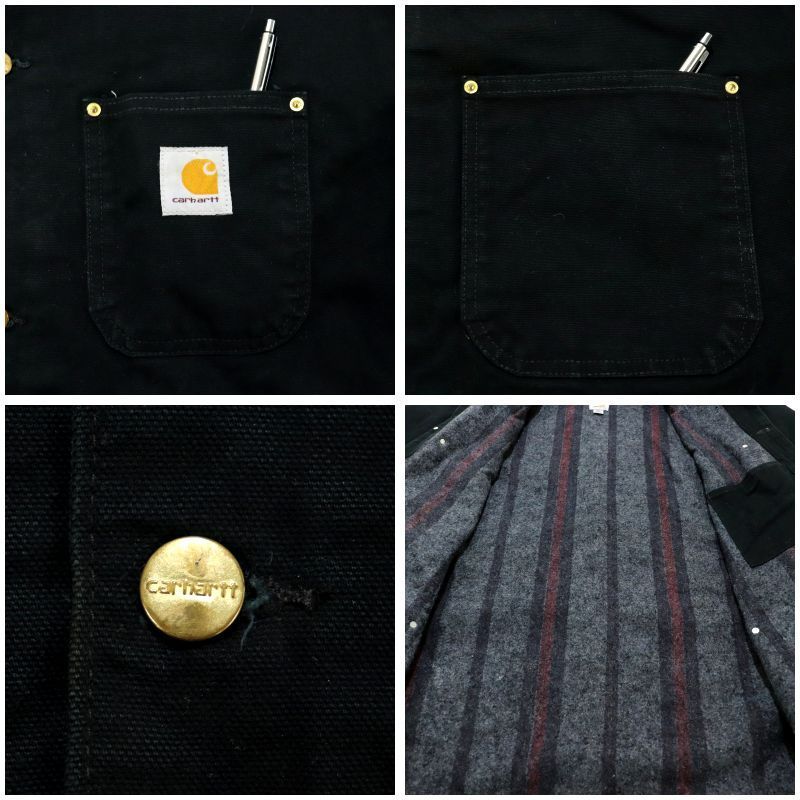 00s Carhartt 裏地ブランケット BLK ミシガンチョアコート ダック