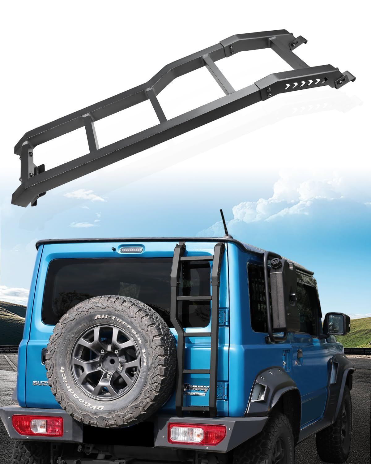 ROADER ジムニーシエラ JB74 ラダー ジムニー リアラダー JB64 ジムニーノマド JC74 はしご D5 5ドア ハシゴ 梯子 アルミ製 軽量 ブラック 外装パーツ