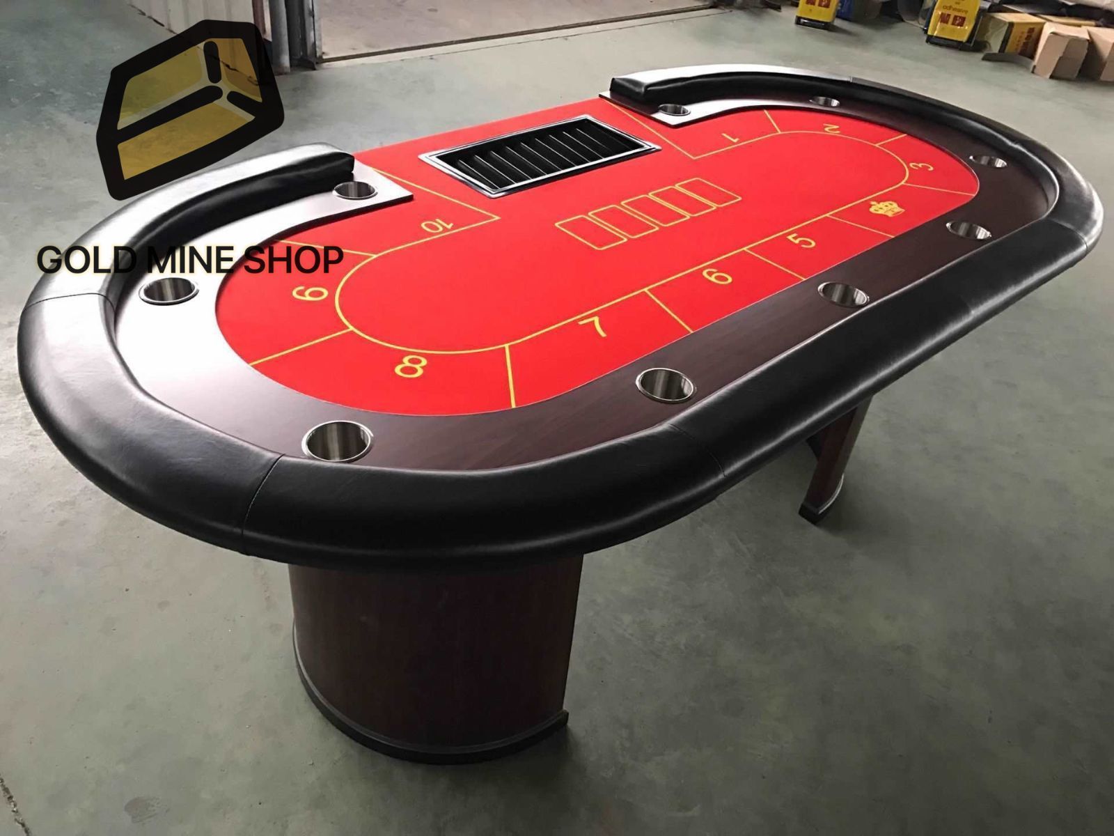 テキサスホールデムテーブルバカラテーブルサイズドットテーブル10人用 木製ベース スチールカップ PUレザー 84inch 213 * 106cm