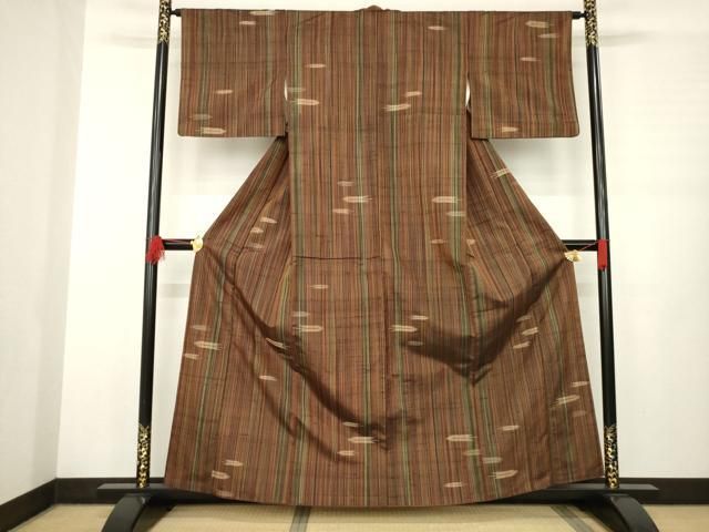 平和屋着物 上質な紬 矢羽根文 正絹 AABB3839ck