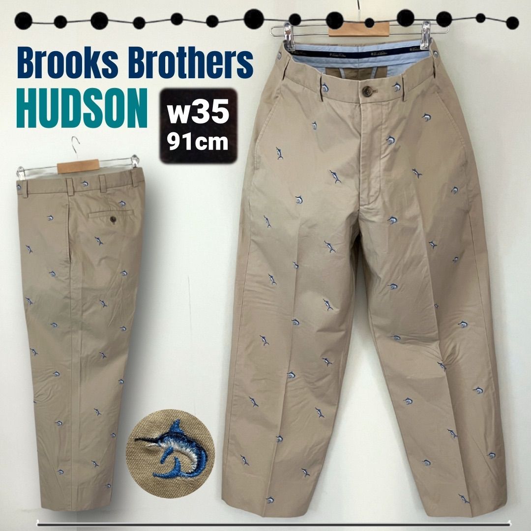 ブルックスブラザーズ|ハドソン Brooks Brothers|HUDSON 総柄刺繍|カジキ チノパン|コットンスラックス w35|91cm 2505M058