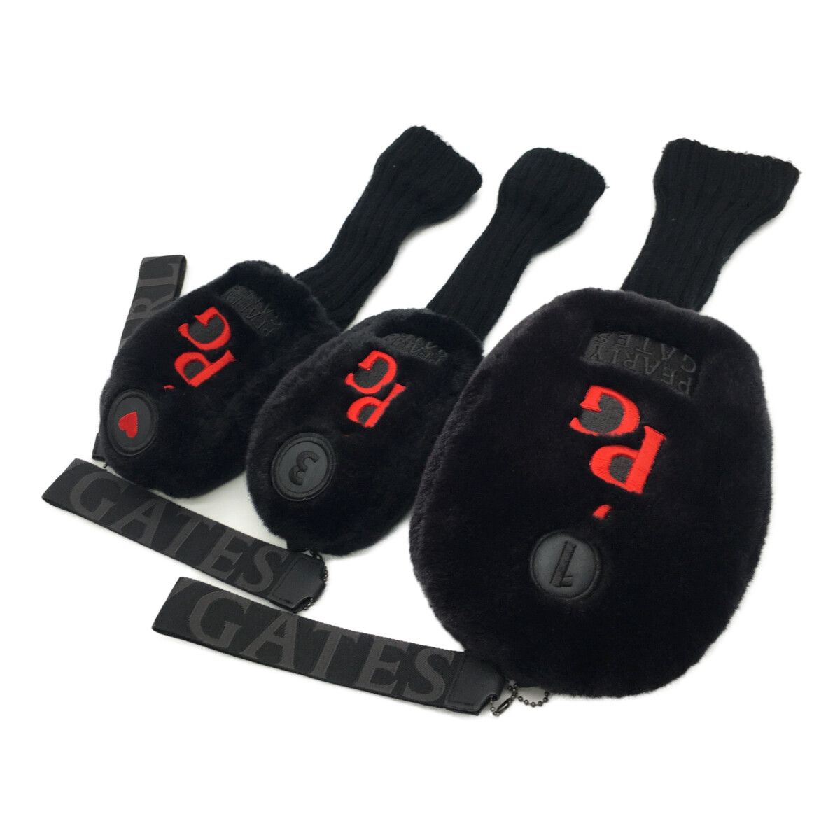 パーリーゲイツ PEARLY GATES ヘッドカバー 節約 ブラック 黒 ボア 3点