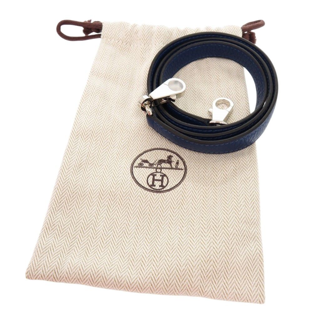HERMES - 新品同様 エルメス ケリーストラップ トリヨンクレマンス シルバー金具 ディープブルー ショルダーストラップ 0700【中古】HERMES 新品同様 エルメス ケリーストラップ トリヨンクレマンス