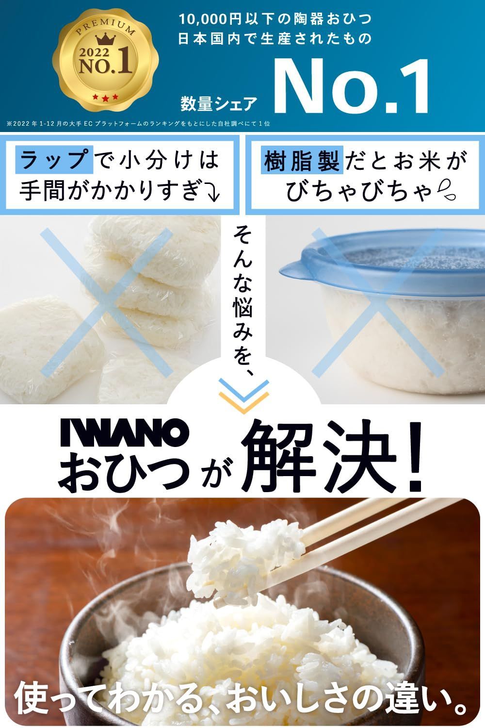 IWANO 日本製 おひつ 萬古焼 手作り ごはんをおいしく保存 そのままレンジでチンOK オーブン対応 冷蔵冷凍対応 食洗機対応 陶器 翌日もおいしい ふっくらツヤツヤごはんが再現 黒 ブラック 1合