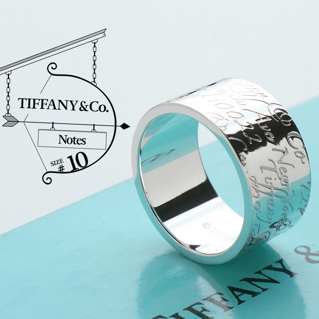 りりのジュエリー極美品　Tiffanyティファニーノーツナローバンドリング　指輪