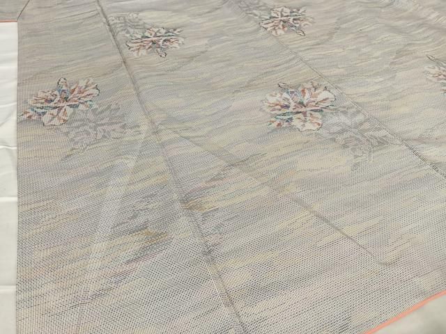 平和屋着物○都喜ヱ門 本場大島紬 白大島 手織り 舞花文 藤絹織物謹製  
