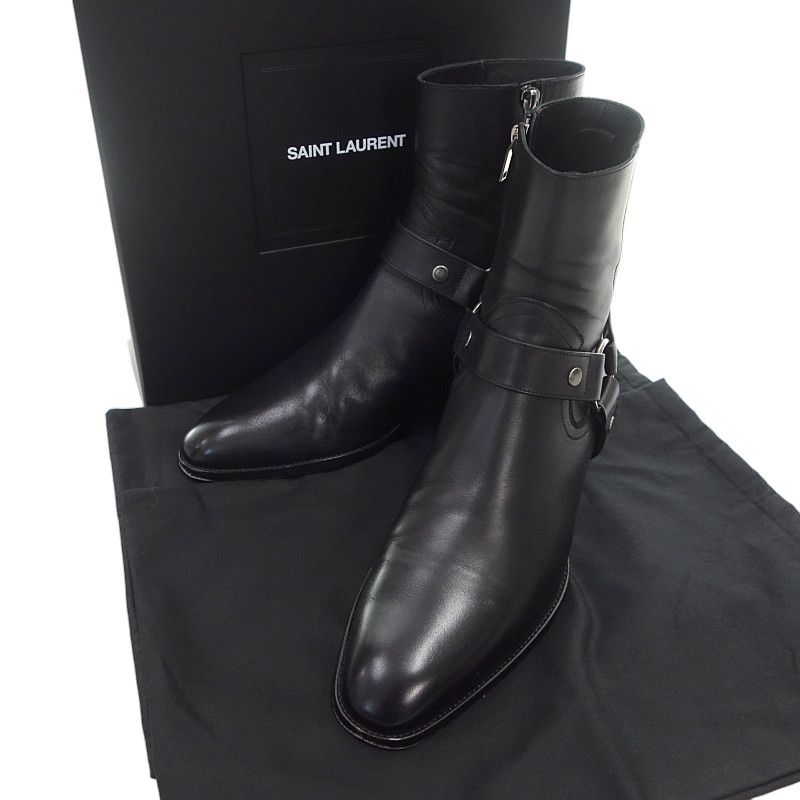 サンローラン ワイアット ハーネス リングブーツ スエード42 27〜28cm
