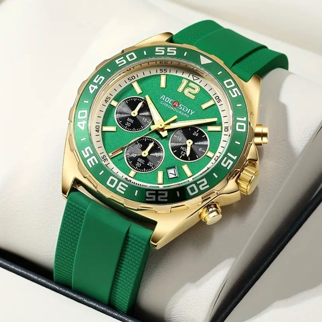 新品 AOCASDIY オマージュクロノグラフ ウォッチ ラバーストラップ