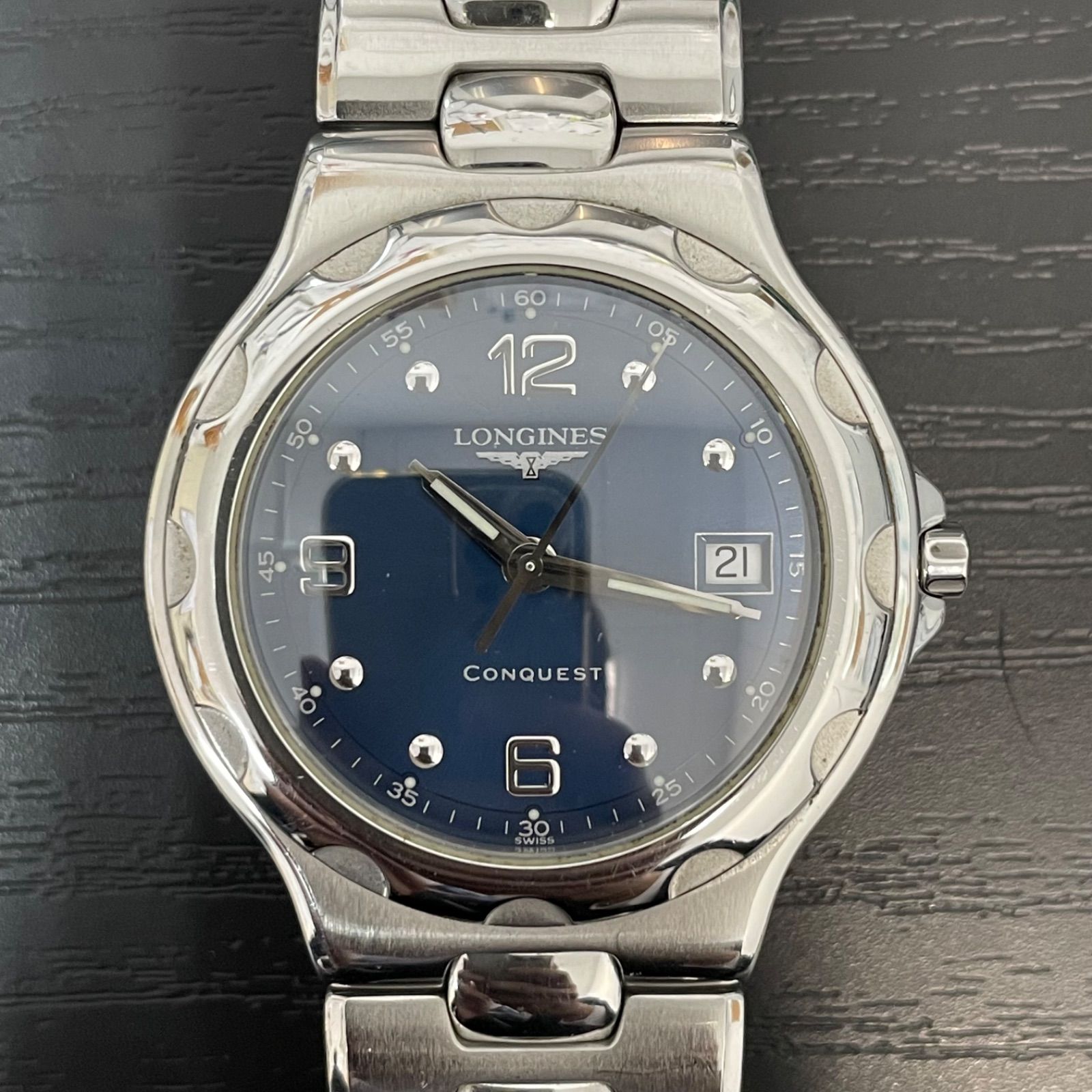 ◾︎LONGINES ロンジン コンクエスト L1.631.4 青文字盤 クォーツ 稼動 