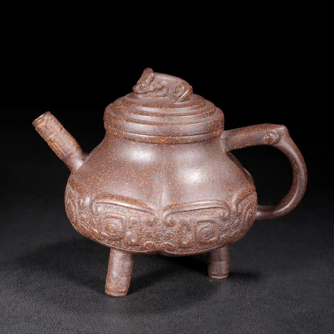 龍鳳茶壺 銅でティーポットを彫る コレクション工芸品 骨董品