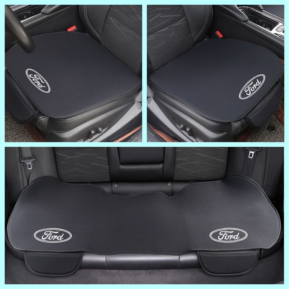 新品！フォード Ford ロゴ入り 車用 シートカバー シートクッション カーシートカバー 座布団滑り止め 前座席用2枚+後部座席用1枚 ブラック モンデオ TIERRA RS mustang ST RACING SHELBY