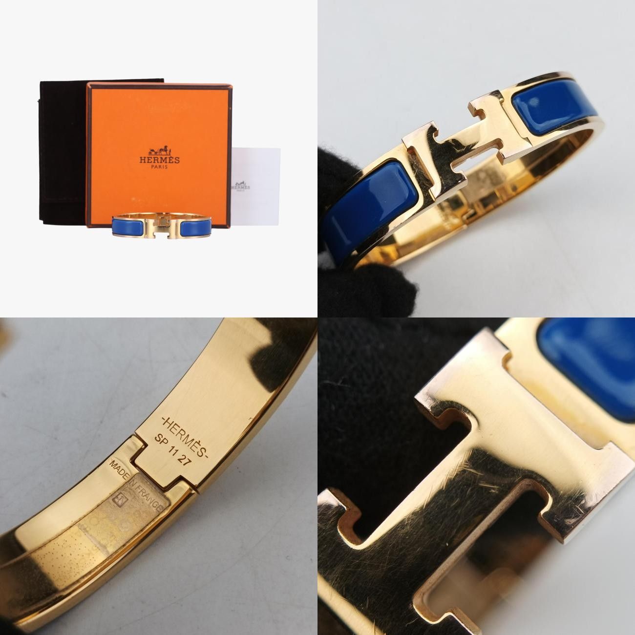 エルメスHermesクリッククラック ブルー×ゴールド GP SP1127